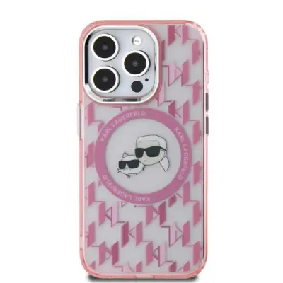 ETUI KARL LAGERFELD IML MONOGRAM KARL & CHOUPETTE HEAD MAGSAFE NA IPHONE 15 PLUS - RÓŻOWE
