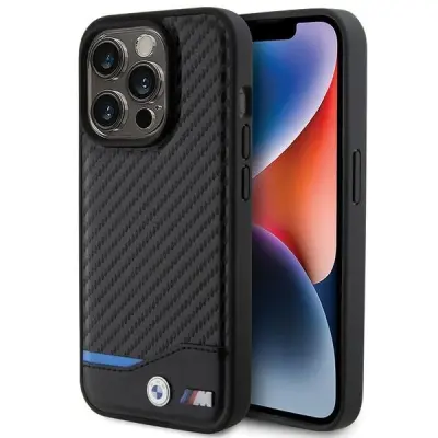 USNJENI OVITEK BMW CARBON ZA IPHONE 15 PRO OVITEK ČRN