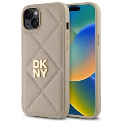 DKNY PREŠIT STACK LOGO CASE OVITEK ZA IPHONE 15 PLUS BEŽ