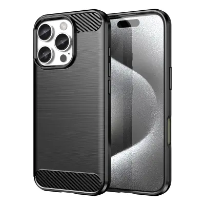 CARBONSKI OVITEK SILIKONSKI OVITEK ZA IPHONE 16 PRO - OVITEK, ČRN
