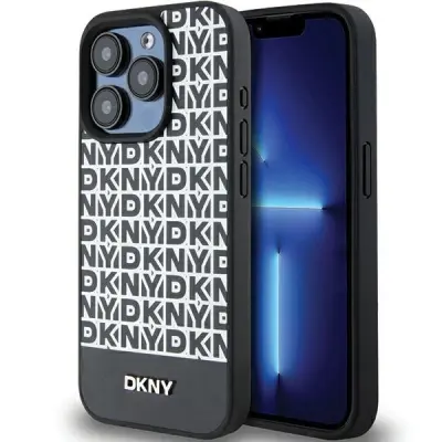 USNJENI OVITEK DKNY S POTISKANIM VZORCEM ZA MAGSAFE OVITEK ZA IPHONE 15 PRO MAX ČRN