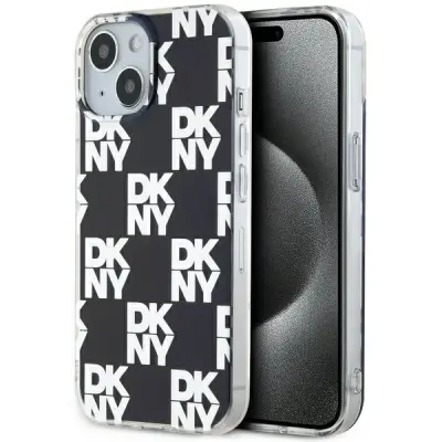 OVITEK DKNY KARIRAN MONO VZOREC ZA IPHONE 15 14 13 ČRN