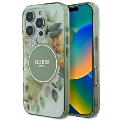 GUESS IML OVITEK FLOWER & TONAL CIRCLE ZA MAGSAFE ZA IPHONE 16 PRO MAX ZELEN