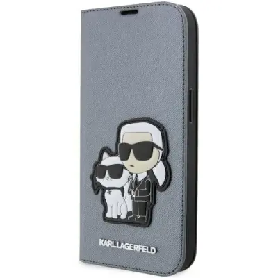 OVITEK KARL LAGERFELD SAFFIANO KARL&CHOUPETTE ZA IPHONE 14 PRO - SREBRN