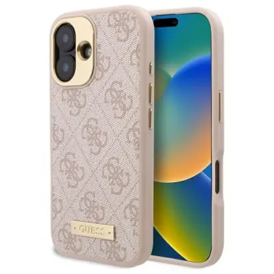 GUESS 4G LOGO PLOŠČICA ZA MAGSAFE OVITEK ZA IPHONE 16 ROZA