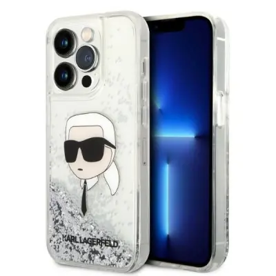 KARL LAGERFELD OVITEK Z BLEŠČICAMI KARL'S HEAD OVITEK ZA IPHONE 14 PRO MAX SREBRN