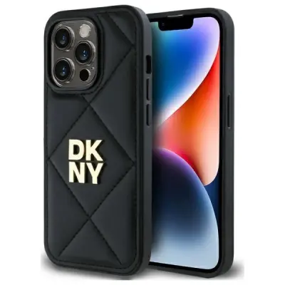 ETUI DKNY PREŠIT STACK LOGO ZA IPHONE 14 PRO OVITEK ČRN