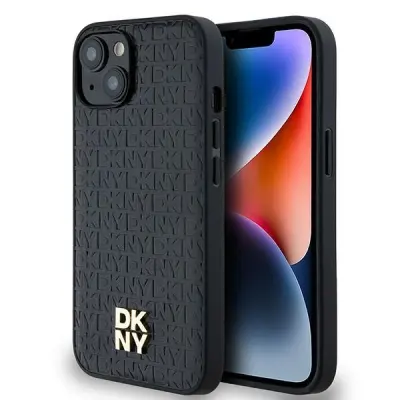 DKNY USNJEN OVITEK MONOGRAM ZA MAGSAFE ZA IPHONE 15 14 13 ČRN