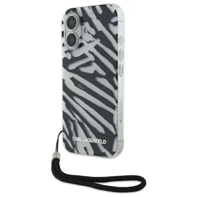 KARL LAGERFELD OVITEK IML Z VZORECEM ZEBRA ZA IPHONE 16 ČRN