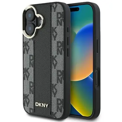 OVITEK MAGSAFE S KARIRANIM VZORECEM DKNY ZA IPHONE 16 PLUS - ČRN