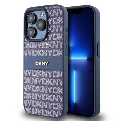 DKNY USNJENI OVITEK MONO S STRIPE & METAL LOGO ZA IPHONE 15 PRO - MODER