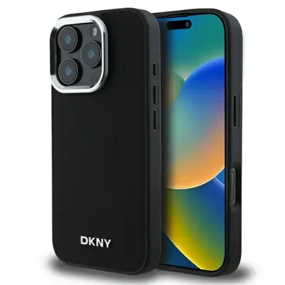 DKNY NAVADEN SREBRN LOGO MAGSAFE OVITEK ZA IPHONE 16 PRO ČRN