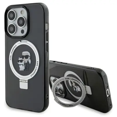 ETUI STOJALO ZA PRSTANE KARL LAGERFELD ZA MAGSAFE ZA IPHONE 15 PRO ČRNA
