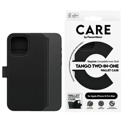 CARE BY PANZERGLASS OVITEK 2V1 DENARNICA ZA MAGSAFE ZA IPHONE 16 PRO MAX ČRNA