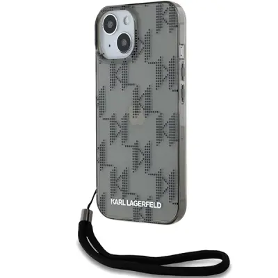 KARL LAGERFELD OVITEK IML MONO KL VZOREC & VRVICA ZA IPHONE 15/14/13 ČRNA