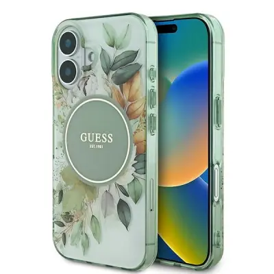 GUESS IML OVITEK FLOWER & TONAL CIRCLE ZA MAGSAFE ZA IPHONE 16 ZELEN