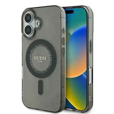 GUESS IML RHINESTONES OVITEK ZA MAGSAFE ZA IPHONE 16 PLUS ČRN OVITEK