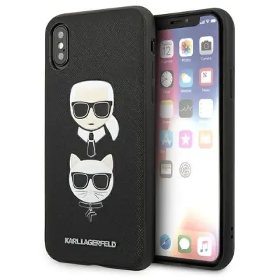 KARL LAGERFELD SAFFIANO KARL&CHOUPETTE HEAD ETUI ZA IPHONE X/XS ČRNA