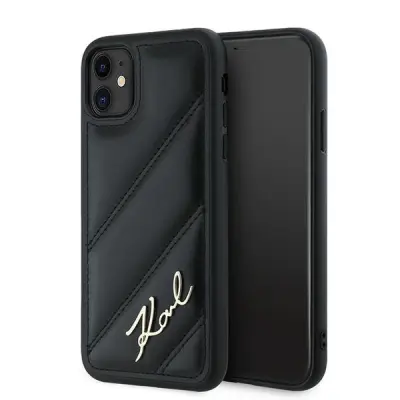 PREŠIT OVITEK KARL LAGERFELD DIAGONAL SCRIPT ZA IPHONE 11 XR ČRN