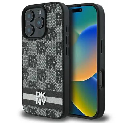 OVITEK DKNY V KARIRANEM VZORCU ZA IPHONE 16 PRO ČRN OVITEK