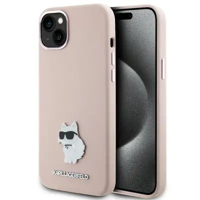 SILIKONSKI OVITEK CHOUPETTE KARL LAGERFELD ZA IPHONE 15 PLUS / 14 PLUS ROZA