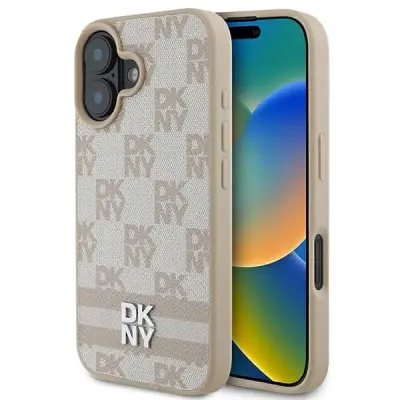 DKNY OVITEK V KARIRANEM VZORCU ZA IPHONE 16 ROZA
