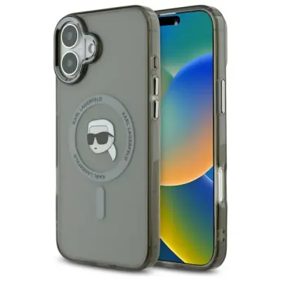 KARL LAGERFELD IML KOVINSKA OVITEK KARL HEAD ZA MAGSAFE ZA IPHONE 16 ČRNA