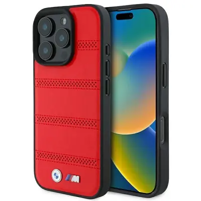 OVITEK BMW M PERFORIRAN IN PREŠIV LINE ZA MAGSAFE ZA IPHONE 16 PRO RDEČ