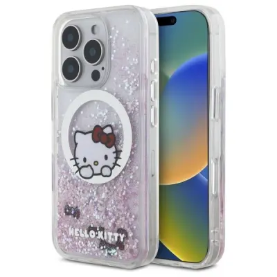 HELLO KITTY TEKOČI OVITEK Z BLEŠČICAMI ZA MAGSAFE OVITEK ZA IPHONE 16 PRO BEL