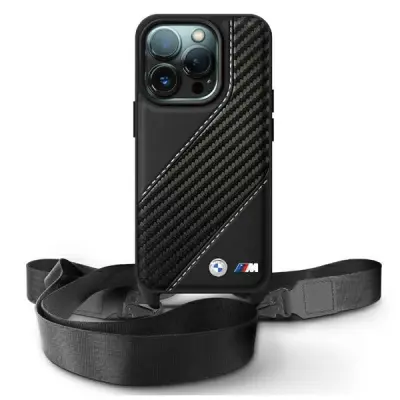 OVITEK BMW M EDITION CARBON STRIPE & STRAP ZA IPHONE 16 PRO MAX ČRN