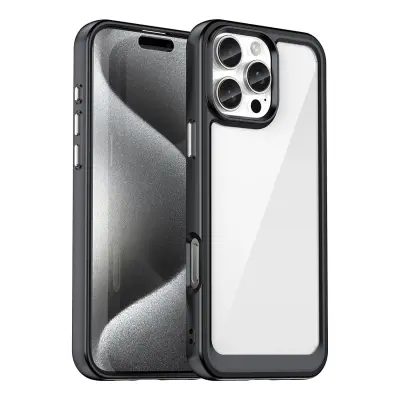 OUTER SPACE CASE OVITEK ZA IPHONE 16 PRO GEL FRAME ČRN