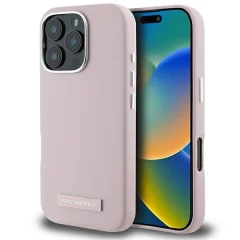 OVITEK KOVINSKA PLOČICA KARL LAGERFELD FW ZA MAGSAFE OVITEK ZA IPHONE 16 PRO MAX ROZA