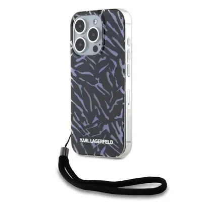 OVITEK ZEBRA KARL LAGERFELD Z VRVICO ZA IPHONE 15 PRO MAX VIJOLIČEN