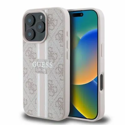 GUESS OVITEK 4G PRINTED STRIPES ZA MAGSAFE OVITEK ZA IPHONE 16 PRO - ROZA