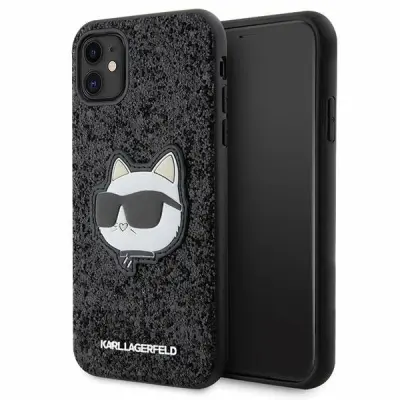 KARL LAGERFELD GLITTER CHOUPETTE PATCH OVITEK ZA IPHONE 11 / XR ČRN