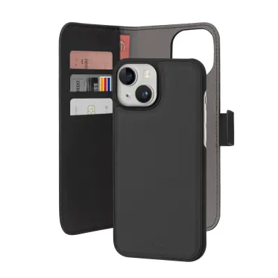 OVITEK DENARNICA IZ EKO USNJA PURO SNEMLJIV ZA MAGSAFE 2V1 ZA IPHONE 15 ČRN