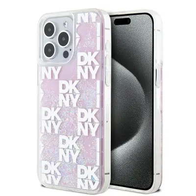 DKNY OVITEK LIQUID GLITTER MULTILOGO ZA IPHONE 15 PRO MAX ROZA