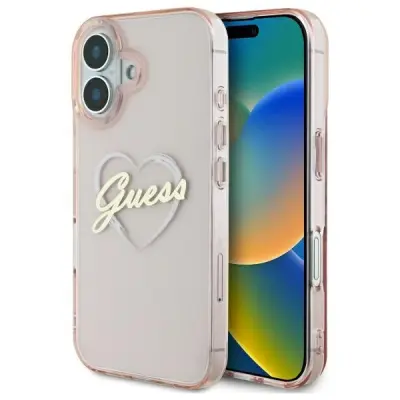 OVITEK GUESS IML HEART ZA IPHONE 16 ROZA S SRČKOM