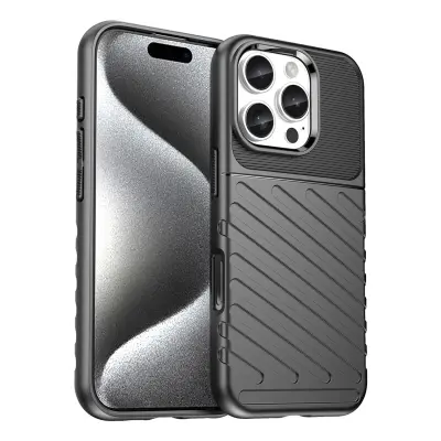 OVITEK THUNDER SILIKON ZA IPHONE 16 PRO MAX ČRN OVITEK