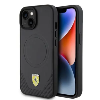 OVITEK FERRARI CARBON METAL LOGO ZA MAGSAFE ZA IPHONE 15 ČRNO