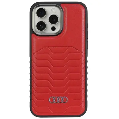 AUDI OVITEK Z SINTETIČNO USNJE ZA MAGSAFE ZA IPHONE 15 PRO - OVITEK RDEČ