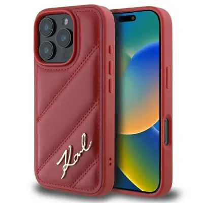 PREŠIT OVITEK SIGNATURE KARL LAGERFELD ZA IPHONE 16 PRO RDEČ