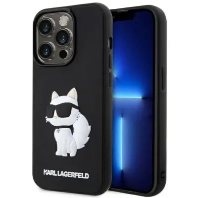 KARL LAGERFELD GUMIJASTI OVITEK CHOUPETTE 3D ZA IPHONE 14 PRO MAX ČRN
