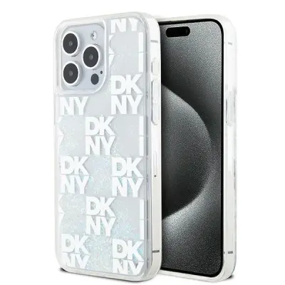 DKNY OVITEK LIQUID GLITTER MULTILOGO ZA IPHONE 15 PRO MAX BEL