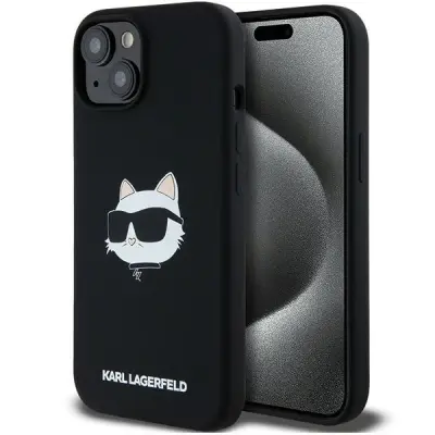ETUI KARL LAGERFELD SILICONE CHOUPETTE HEAD MAGSAFE NA IPHONE 15 PLUS / 14 PLUS - CZARNE