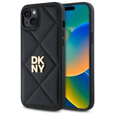 OVITEK DKNY QUILTED STACK LOGO CASE OVITEK ZA IPHONE 15 PLUS ČRN