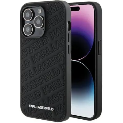 OVITEK PREŠIT K VZOREC KARL LAGERFELD ZA IPHONE 15 PRO MAX ČRN