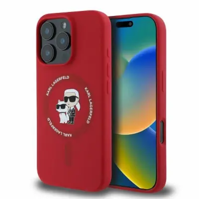 SILIKONSKI OVITEK KARL LAGERFELD ZA MAGSAFE ZA IPHONE 16 PRO RDEČ