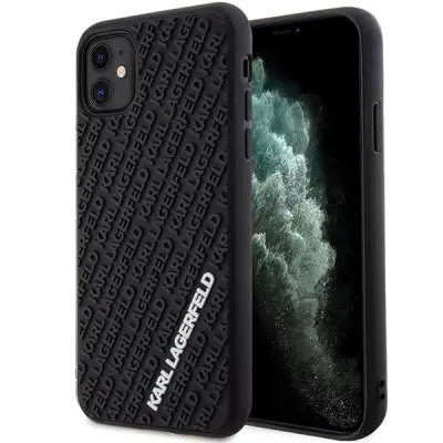 ETUI KARL LAGERFELD 3D GUMI MULTI LOGO ZA IPHONE 11 XR ČRN