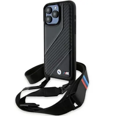 OVITEK BMW M EDITION CARBON STRIPE & STRAP ZA IPHONE 15 PRO MAX ČRN